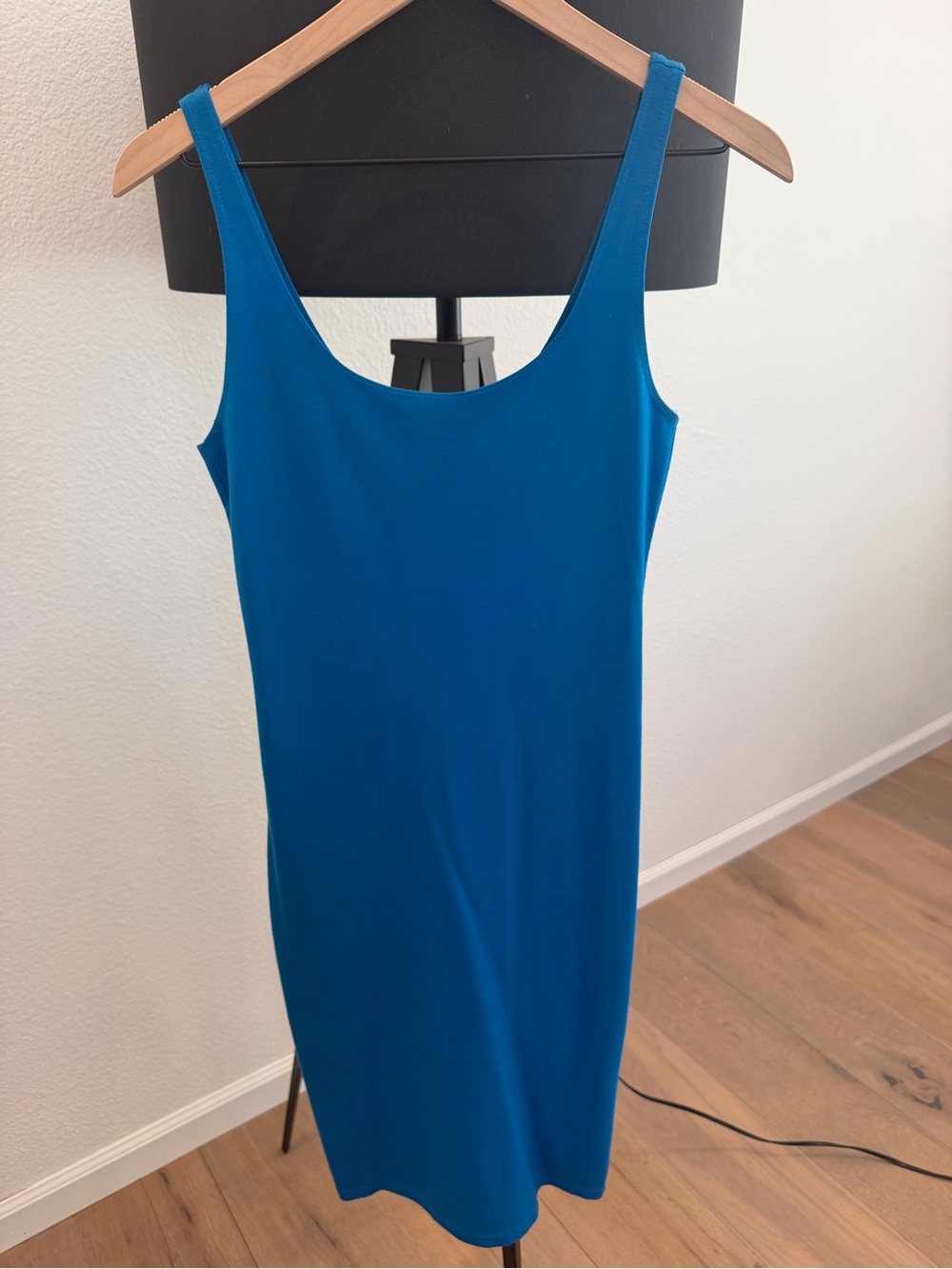 Pretty blueish Teal Scoop Neck Midi Tank Dress- thick material